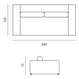 Panac Edition - Bellechasse 3-Sitzer Sofa Natur-Samt - 245 cm | Moosgrün