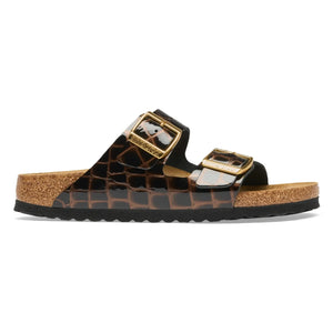 BIRKENSTOCK - Croc-Effect Leather Arizona Sandals | Black
