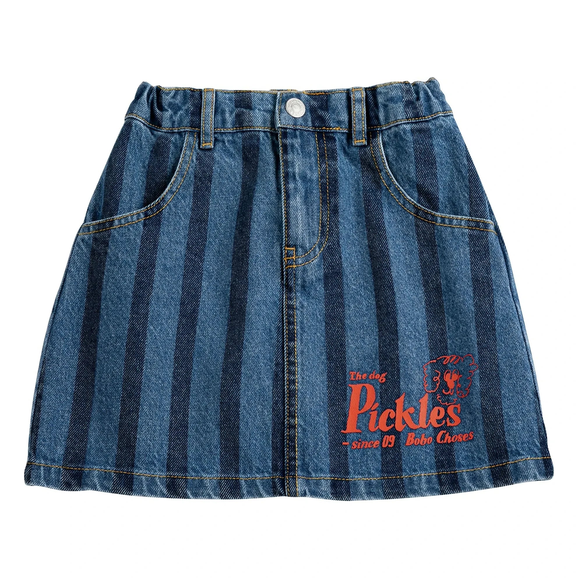 Bobo Choses - Gestreifter Jeansrock Bio-Baumwolle | Blau