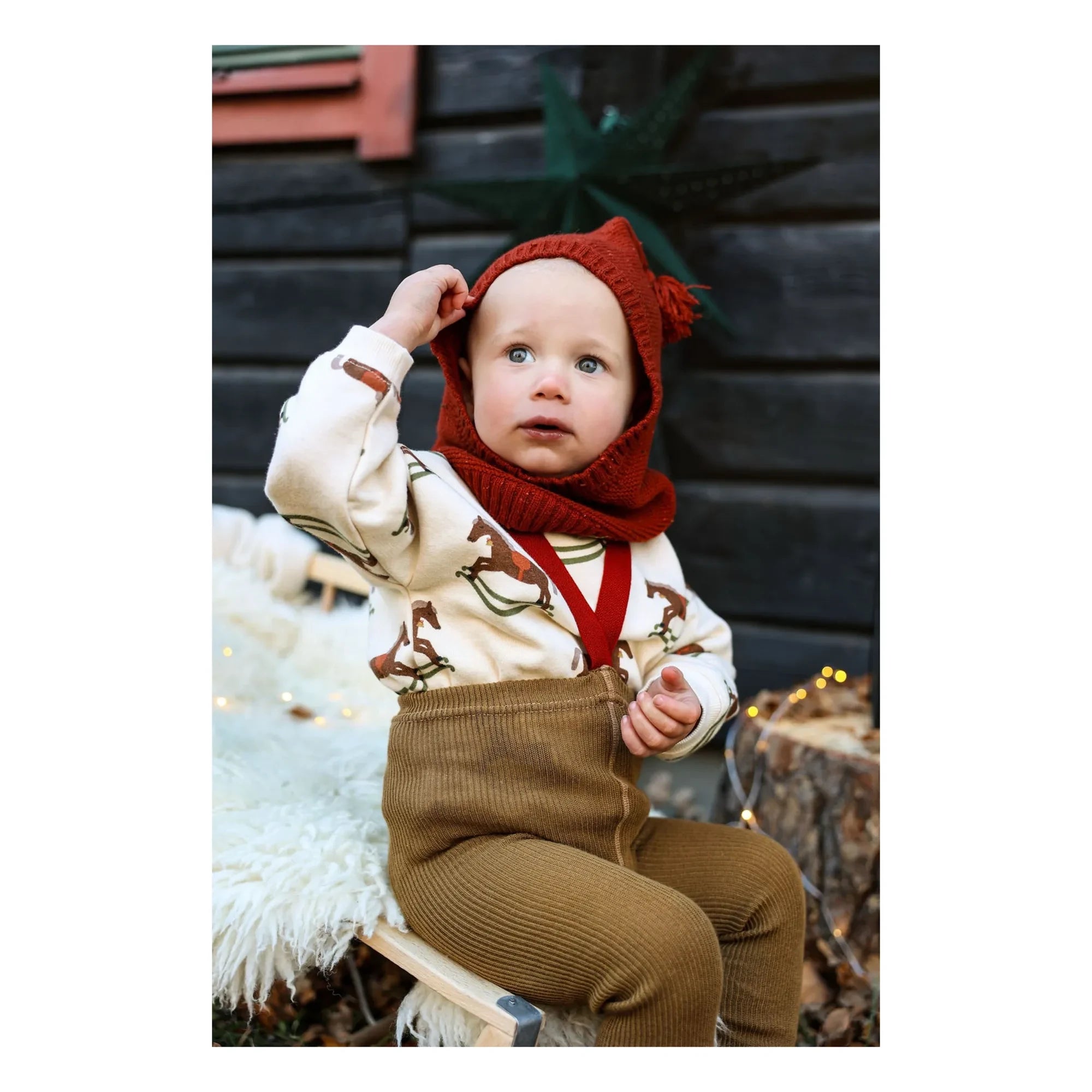 Silly Silas - Christmas Organic Cotton Tights | Olive Green