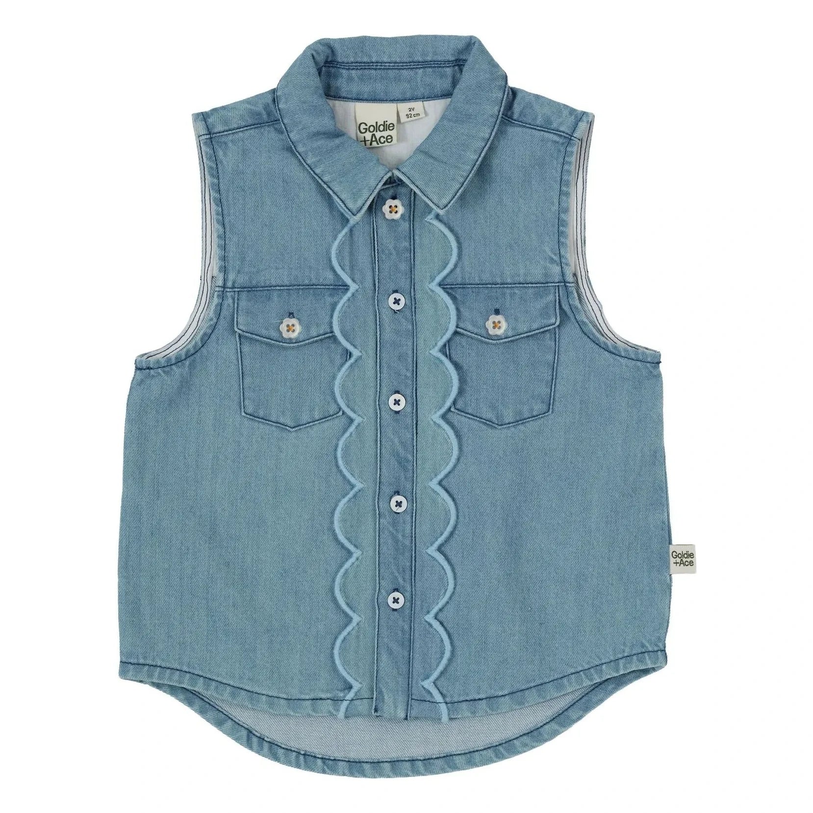 Goldie + Ace - Ärmellose Chambray-Weste | Blau