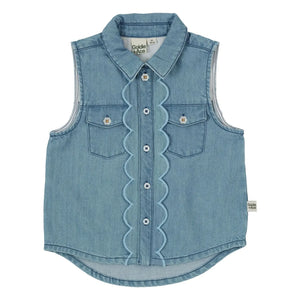 Goldie + Ace - Ärmellose Chambray-Weste | Blau