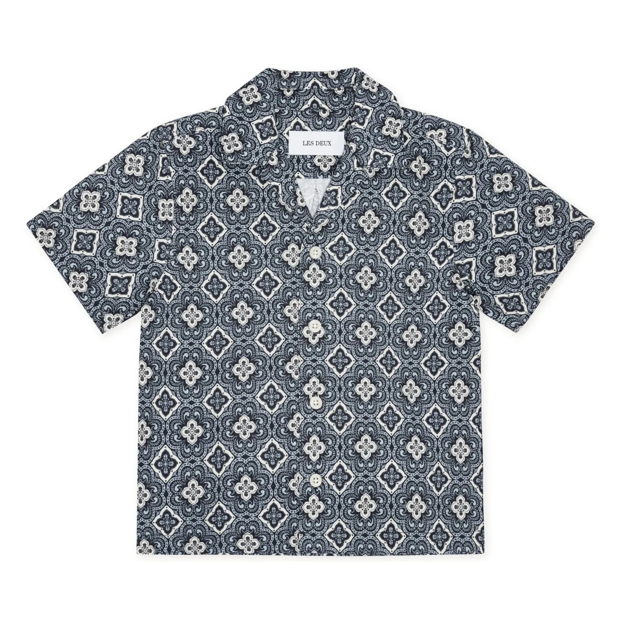 Les Deux - Lukas Arabesque organic cotton shirt | Blue