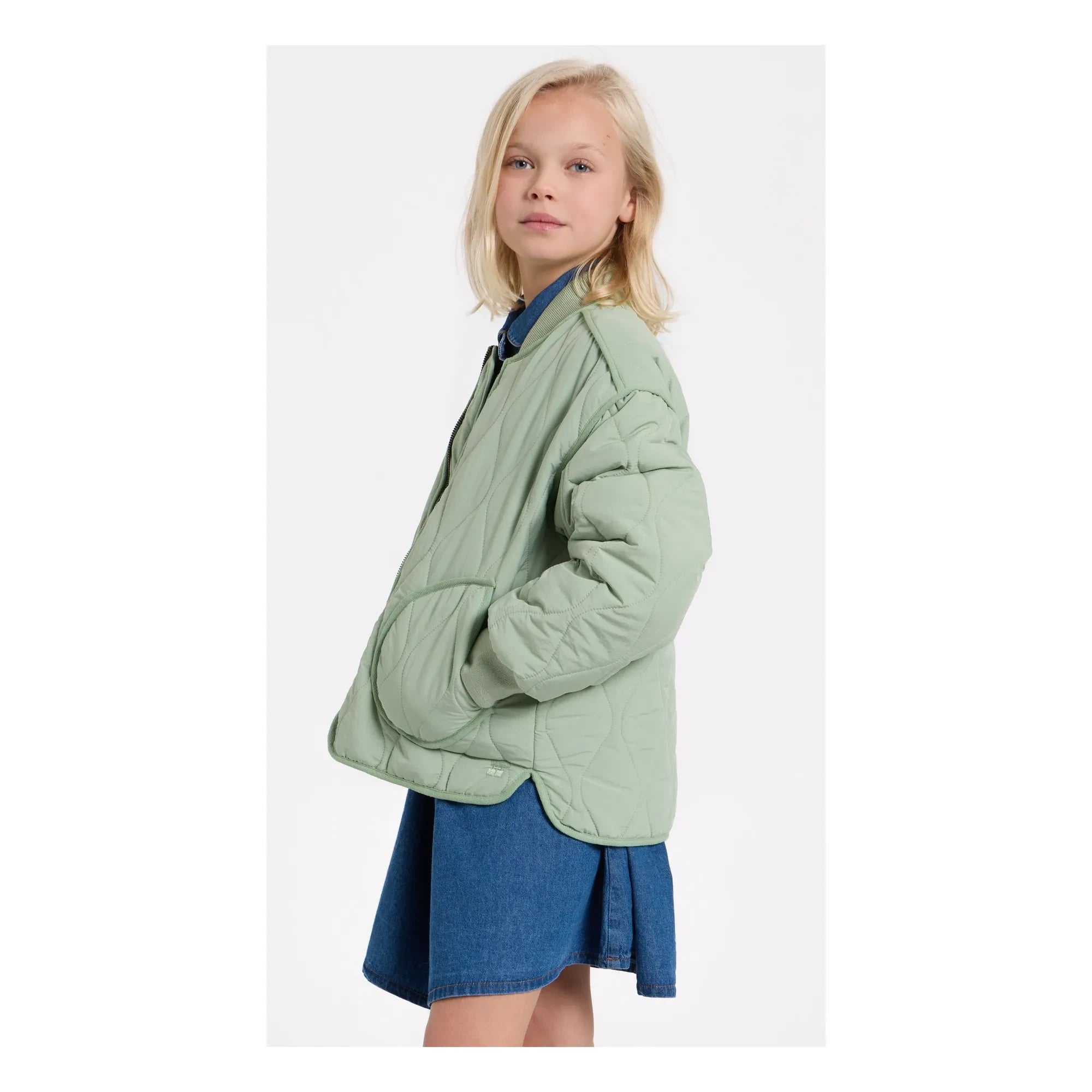 Hundred Pieces - Buruşuk Kapitone Bomber Ceket | Sage