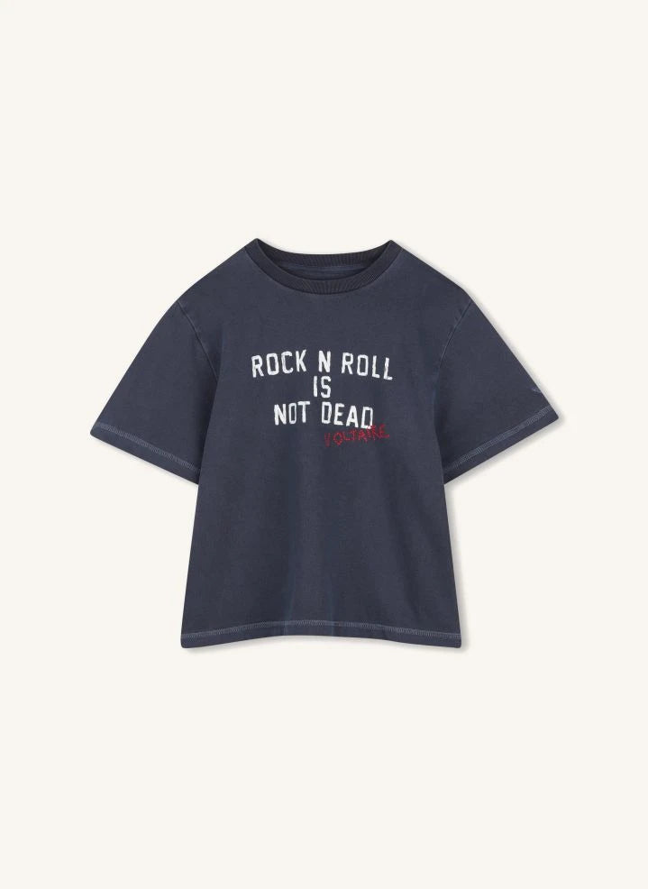 Zadig & Voltaire - Rock N Roll Is Not Dead Organik pamuklu Tişört | Mavi