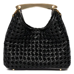 Elleme – Kleine Boomerang-Tasche aus geflochtenem Leder | Schwarz