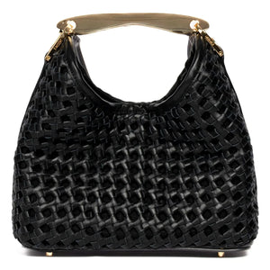 Elleme – Kleine Boomerang-Tasche aus geflochtenem Leder | Schwarz
