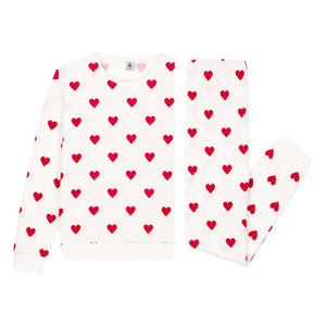 Petit Bateau - Herz-Pyjama-Set - Damenkollektion | Weiß