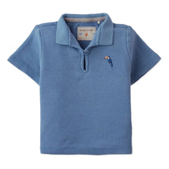 Gingersnaps - Timmy Embroidered Toucan Textured Polo Shirt | Blue