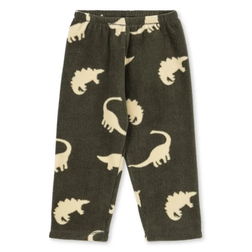 Konges Sløjd - Tavi Dinosaurs Fleecehose aus recycelten Fasern | Khaki