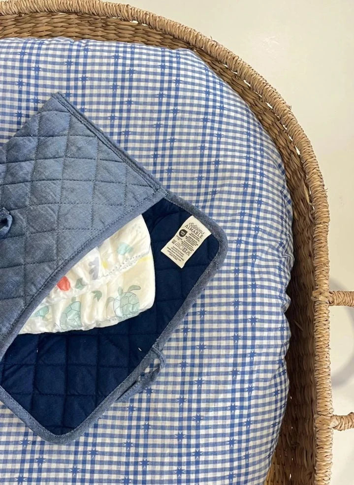 Editions Aimable - Palmyre Baby Changing Bag | Blue Chambray