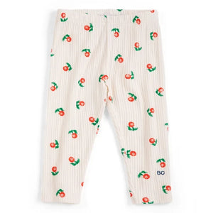 Bobo Choses - Organik Pamuklu Çiçekli Rib Tayt | Ecru