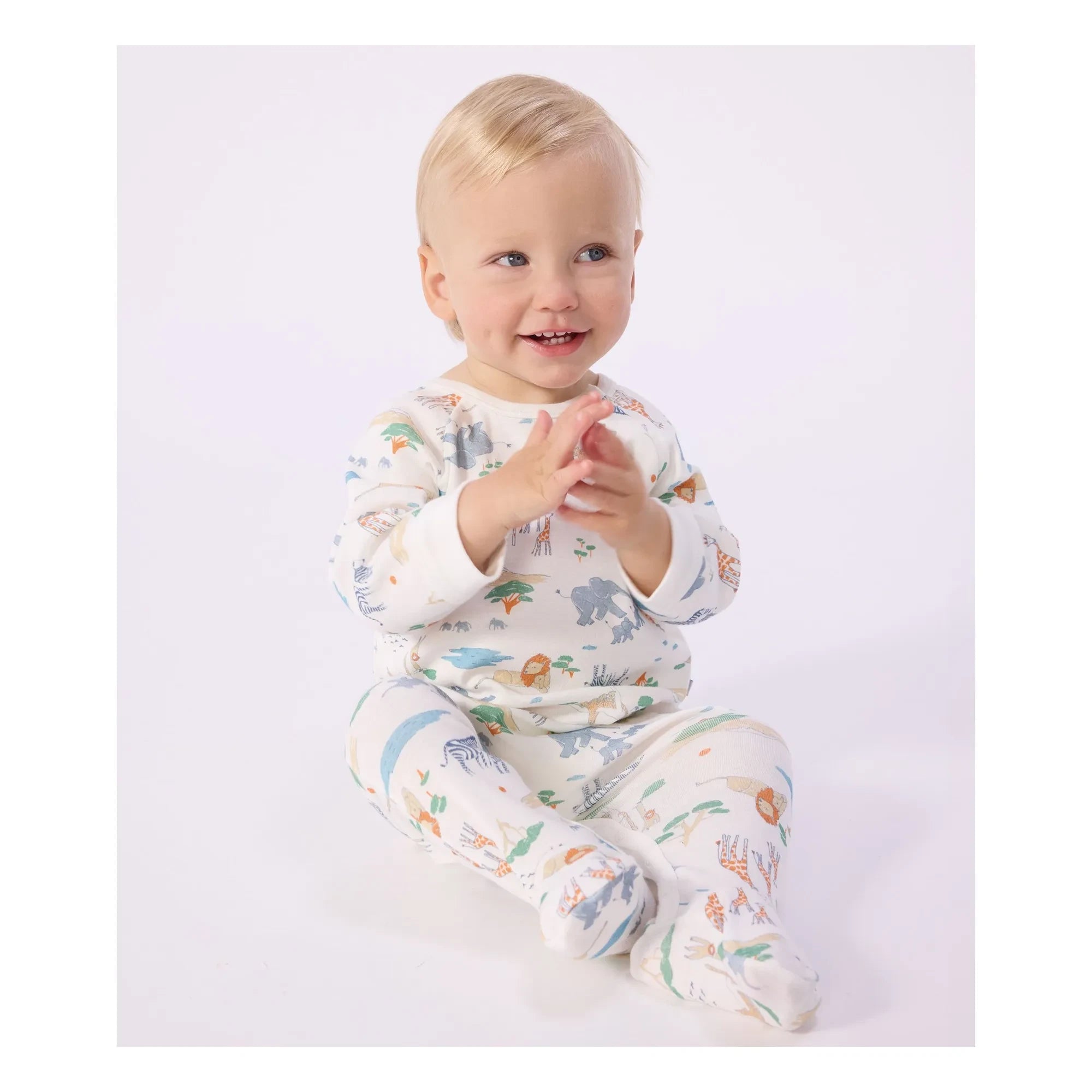 Petit Bateau - Dors Bien Zip Savane Pijama | Beyaz