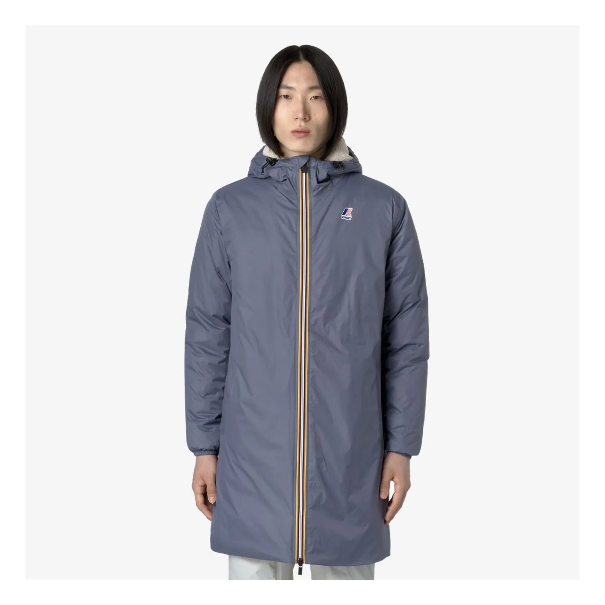 K-way - Le Vrai Eiffel Orsetto 3.0 Gefütterter wasserdichter Mantel | Grau-blau