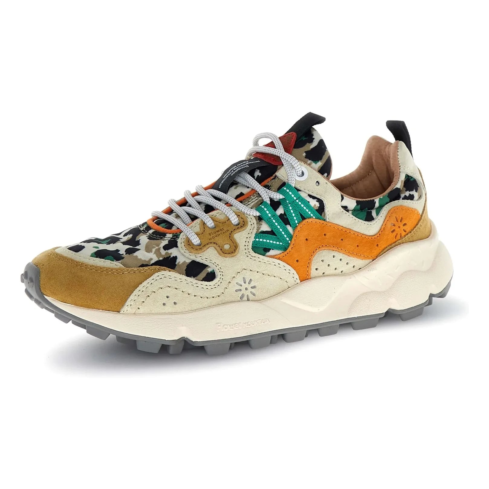 Flower Mountain - Yamano 3 Leopard Süet ve Naylon Sneakers | Turuncu