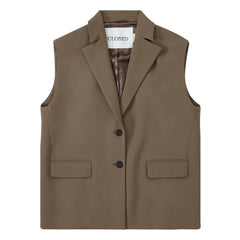 Geschlossen – Ärmelloser Blazer | Khaki