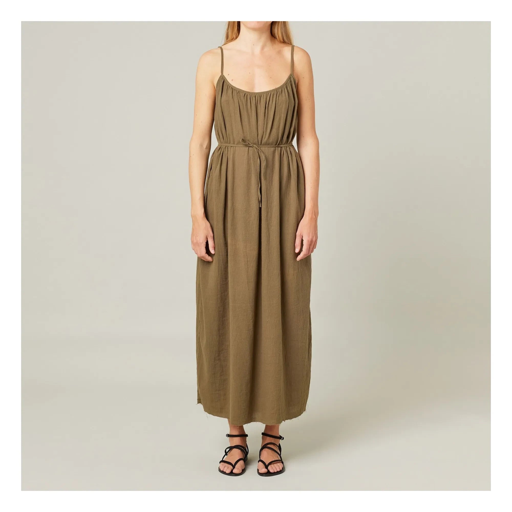 Maison Saint Julien - Palm Beach Kleid aus Baumwollgaze | Khaki