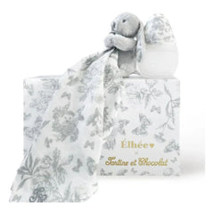 Elhée - Augustin le lapin Toile de Jouy medikal silikon bebek biberonu ve emzik seti - Elhée x Tartine et Chocolat | Gri