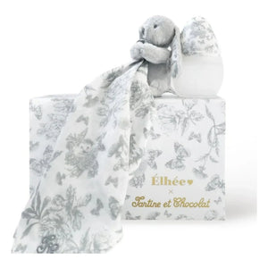 Elhée - Augustin le lapin Toile de Jouy medikal silikon bebek biberonu ve emzik seti - Elhée x Tartine et Chocolat | Gri