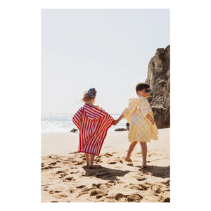 Jera Mini - Kariertes Handtuch-Poncho | Blassgelb