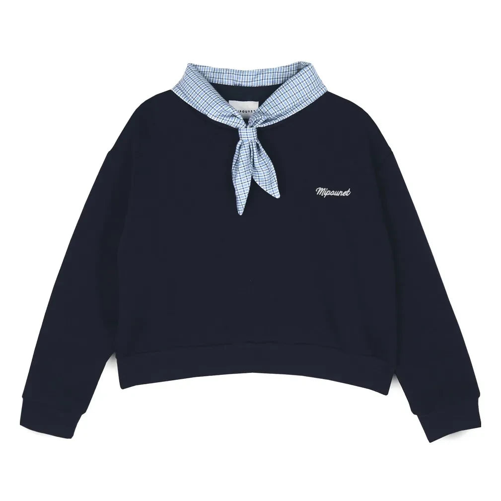 Mipounet - Florence Düğüm Yakalı Sweatshirt | Lacivert