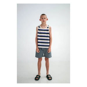 Repose AMS - Striped Organic Cotton Elastic Waist Shorts | Blue