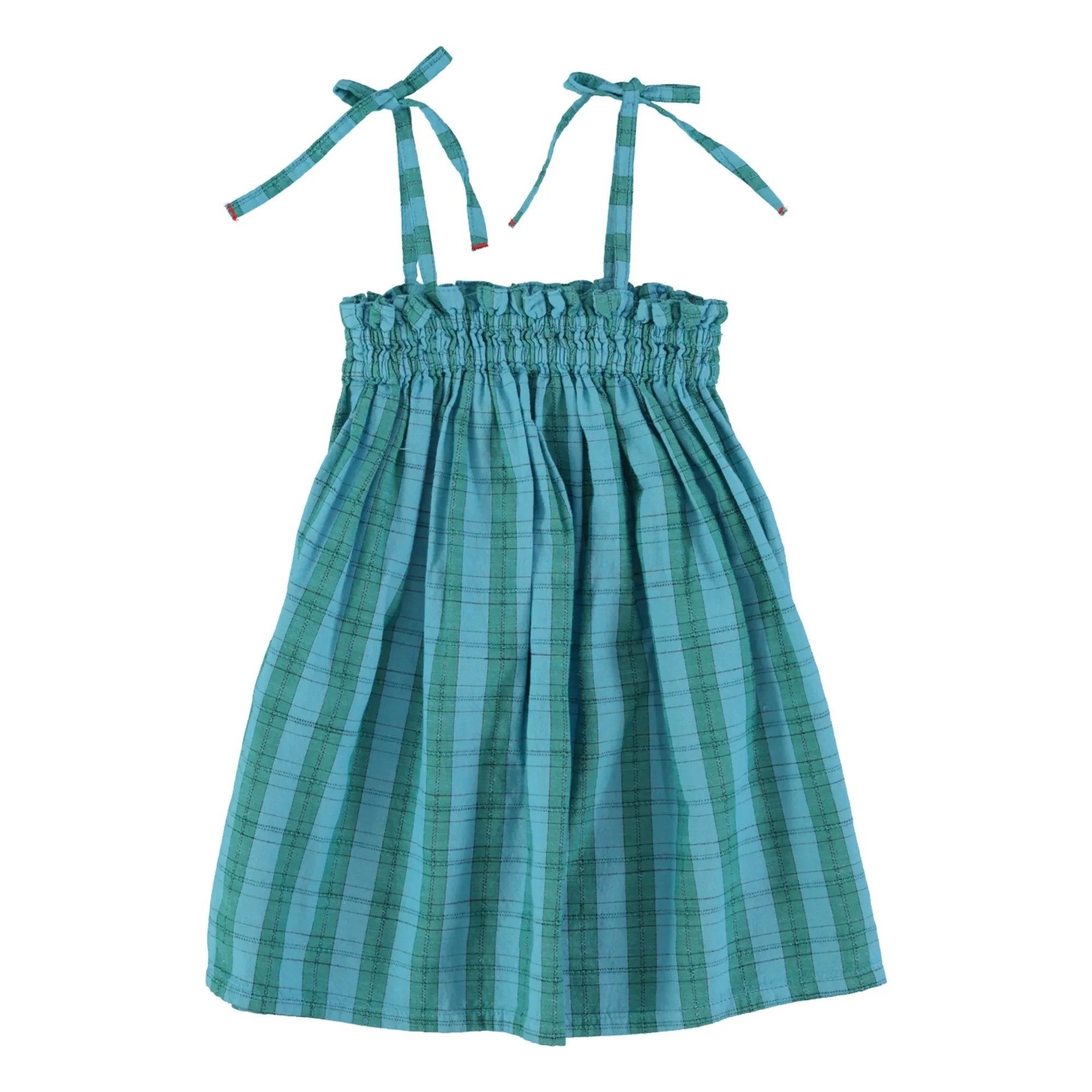 Piupiuchick - Organic Cotton Check Dress | Blue