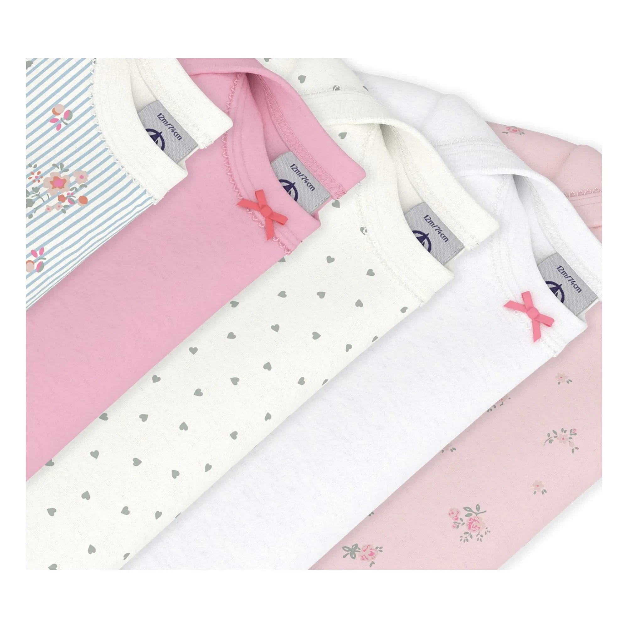 Petit Bateau - 5er-Set Body mit Blumenmuster | Rosa