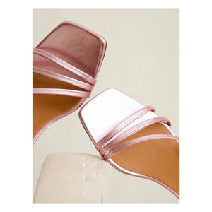 Bobbies - Alix Laminé deri sandaletler | Pembe