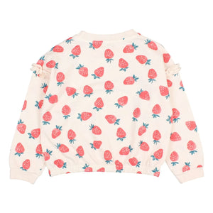 Búho - Strawberry Ruffled Sweat Organic Cotton Fleece | Pale Pink