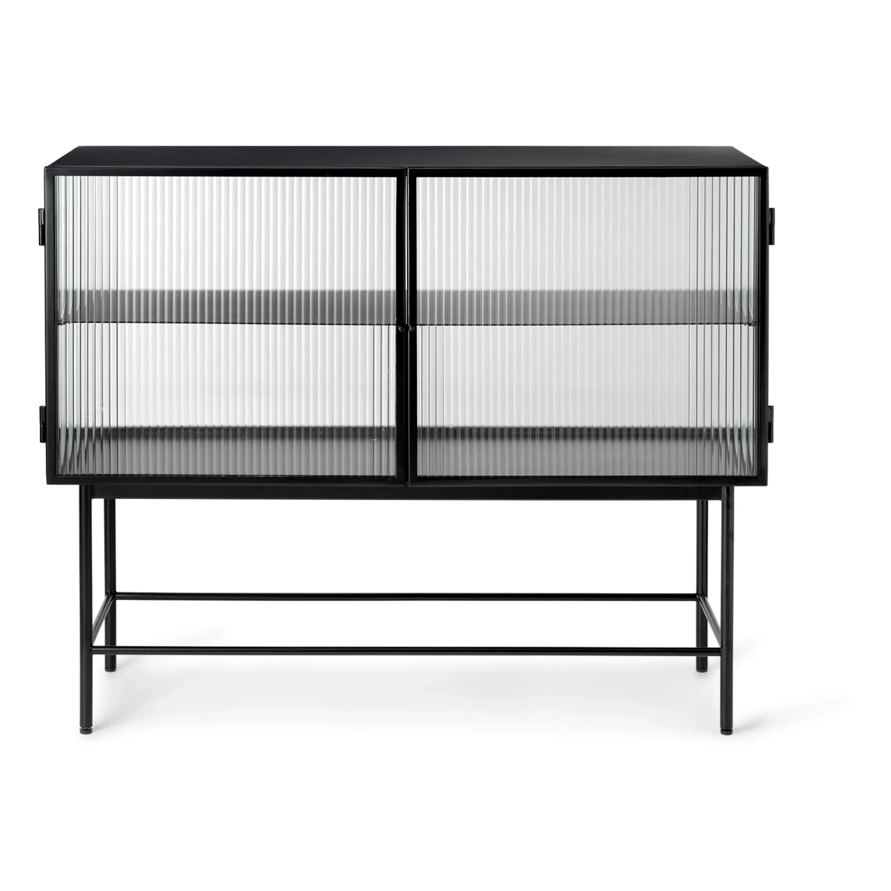 Ferm Living - Haze Çizgili Cam ve Metal Konsol | Siyah