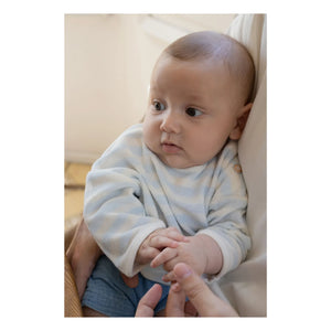 1+ in the family - Poseidon Gestreifter Frottee-Pullover | Hellblau