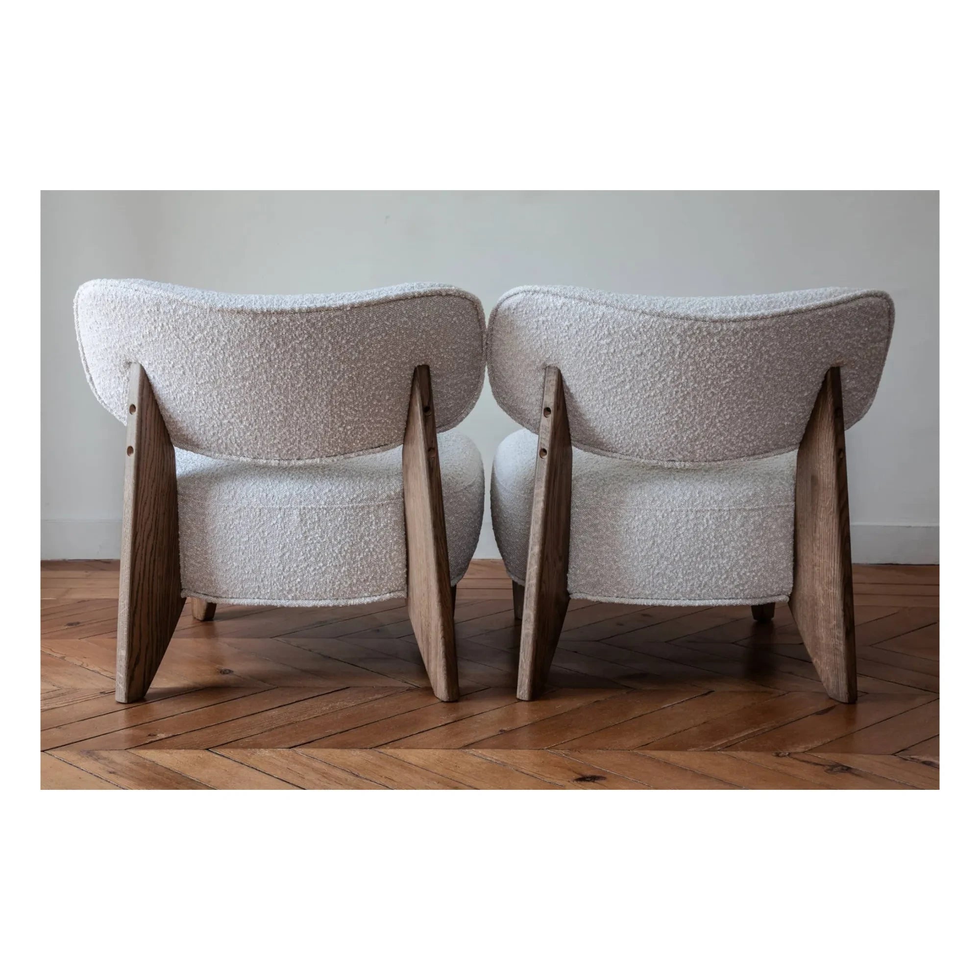 Panac Edition - Nicolo Bouclé ve Füme Meşe Berjer - 65 cm | Kırık Beyaz
