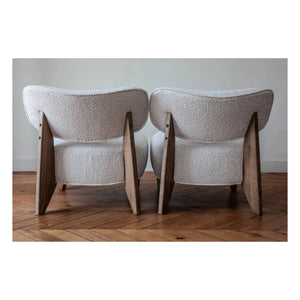 Panac Edition - Nicolo Bouclé ve Füme Meşe Berjer - 65 cm | Kırık Beyaz