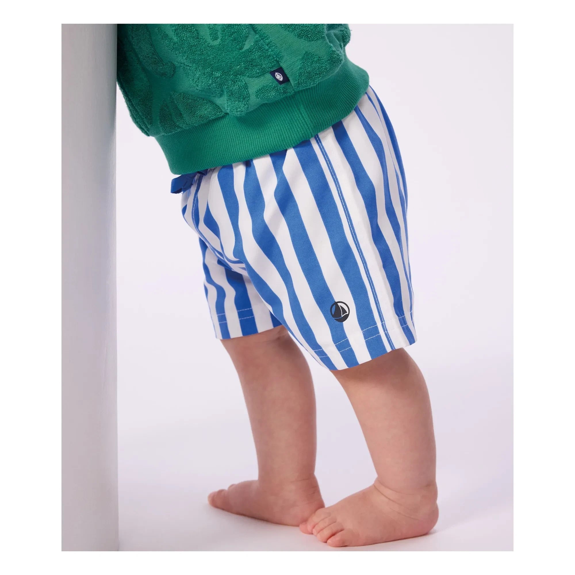 Petit Bateau - Baby Striped Recycled Fiber Swimsuit Shorts | Blue