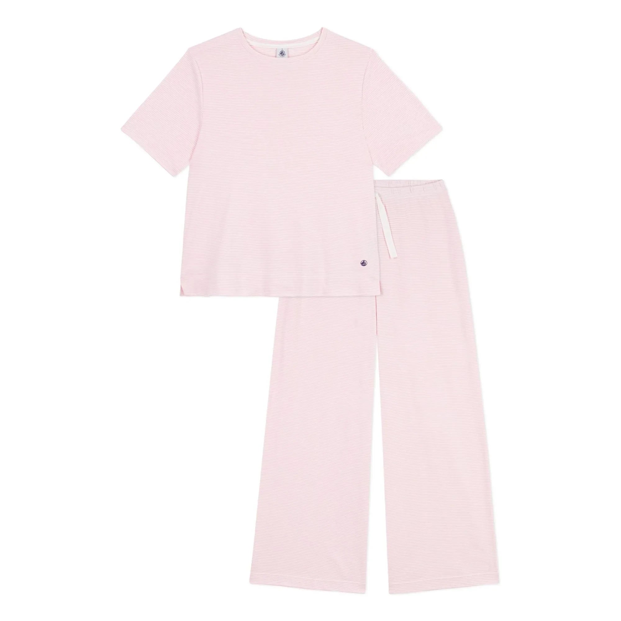 Petit Bateau – Schlafanzug aus Bio-Baumwolle mit Streifenmuster | Rosa