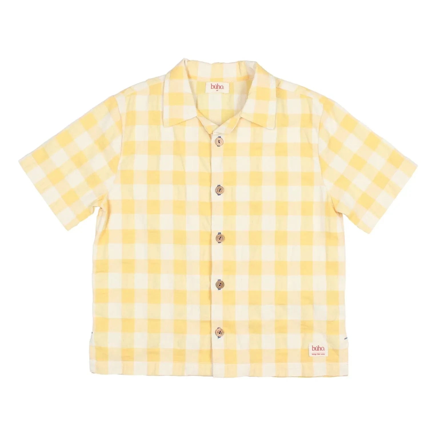 Búho – Gingham Seersucker Bio-Baumwollhemd | Gelb