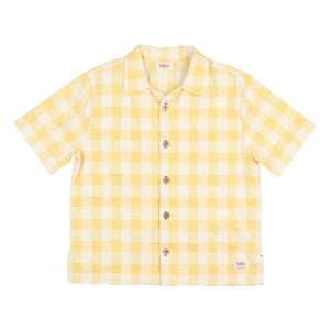 Búho – Gingham Seersucker Bio-Baumwollhemd | Gelb
