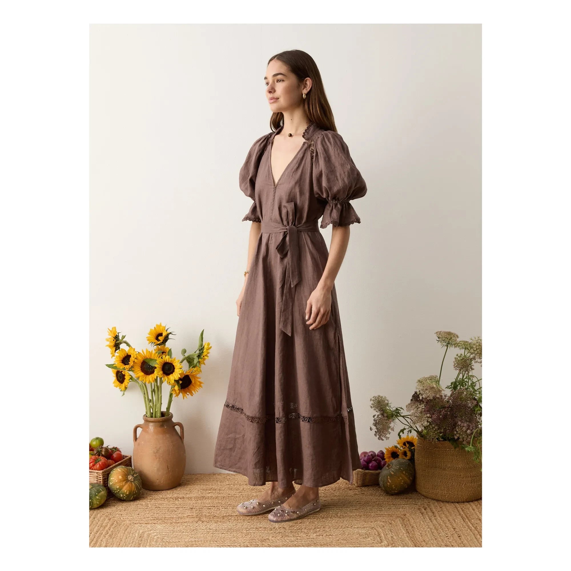 Boteh - Myra Linen Dress | Mocha
