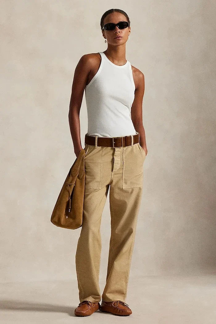 Polo Ralph Lauren kadın pamuklu düz pantolon
