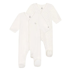 Petit Bateau - 2'li Dors Bien Velours Pijama Seti | Beyaz