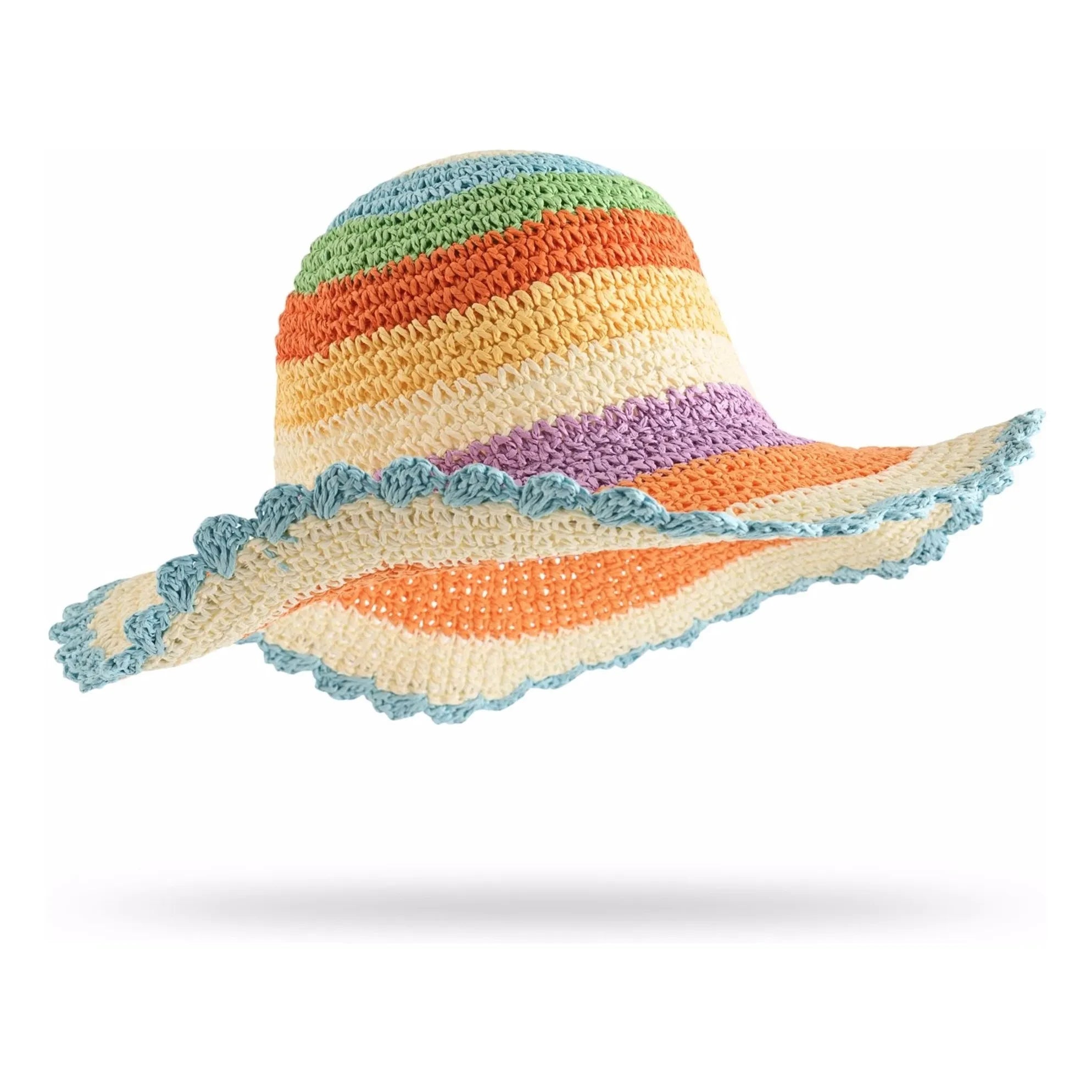 Molo - Large Wavy Striped Paper Straw Hat | Orange