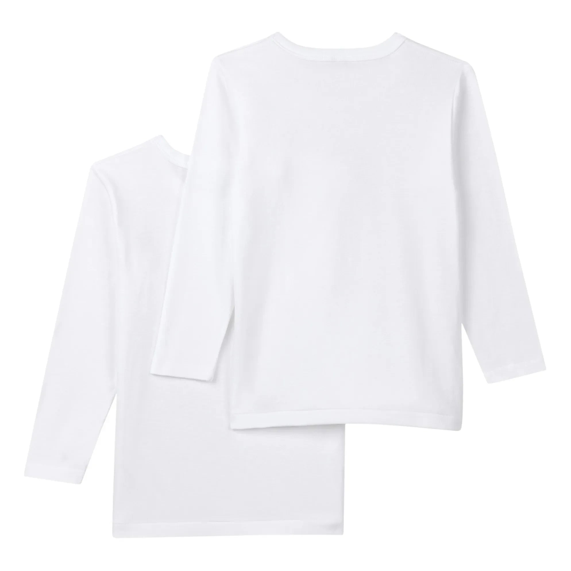 Petit Bateau – Langarm-T-Shirt-Set aus Bio-Baumwolle, 2 Stück | Weiß
