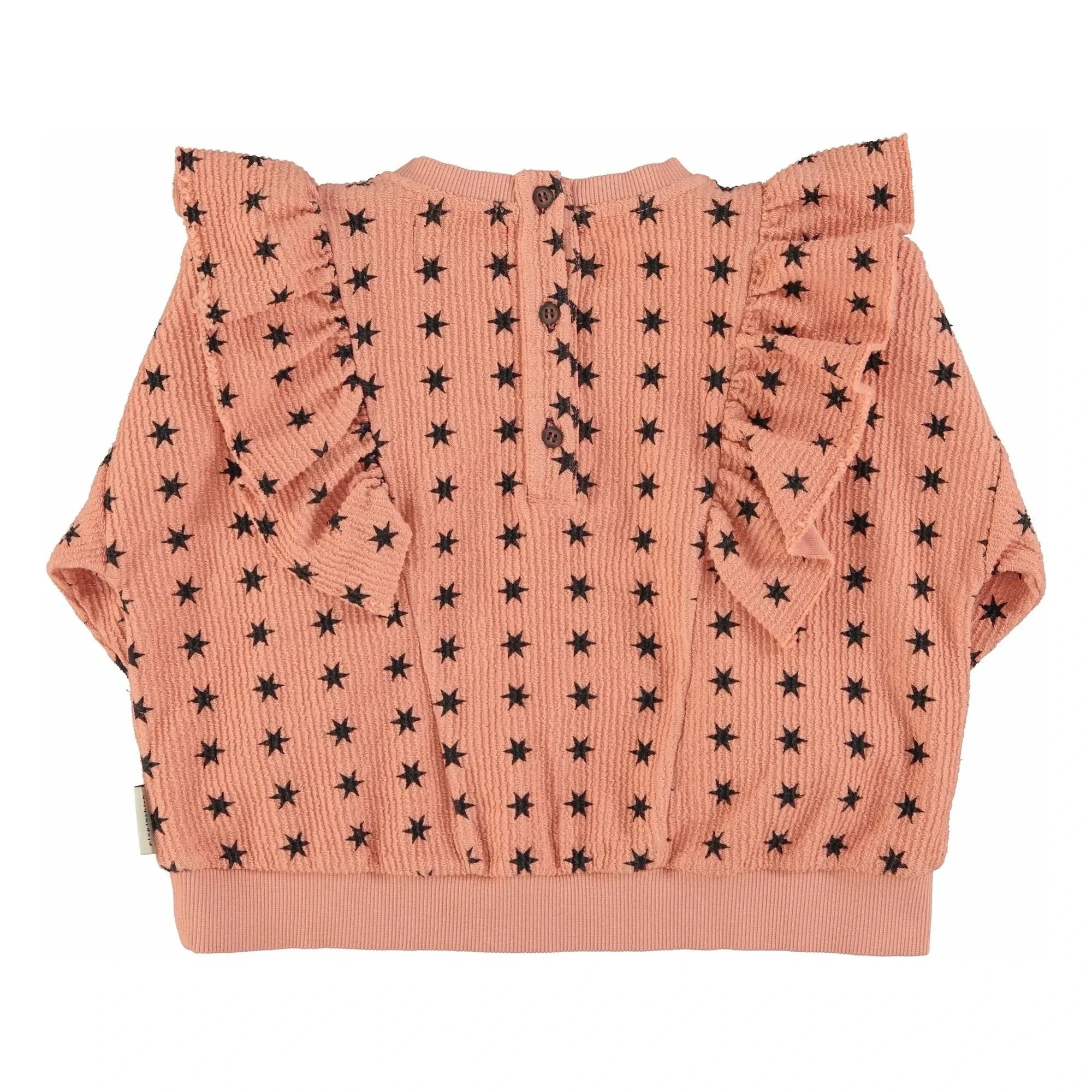 Piupiuchick – Gestreiftes Sweatshirt Sterne Bio-Baumwolle | Koralle