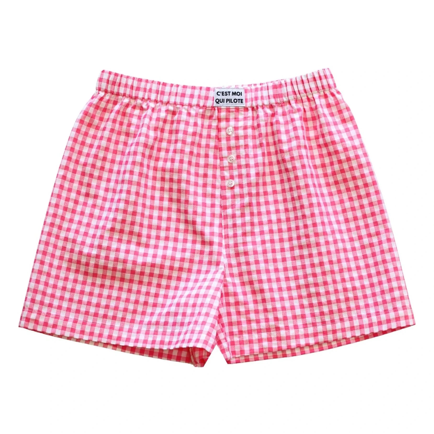 Ich bin am Steuer - Vichy Boxershorts | Rosa