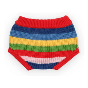the new society - Canela Striped Organic Cotton Knit Baby Bloomer | Red