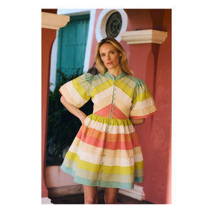 Maria de la Orden - Daisy Cotton Dress | Blue Green