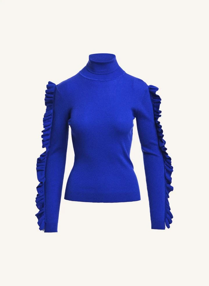Essentiel Antwerp - Kitty Fırfırlı Kazak | Indigo
