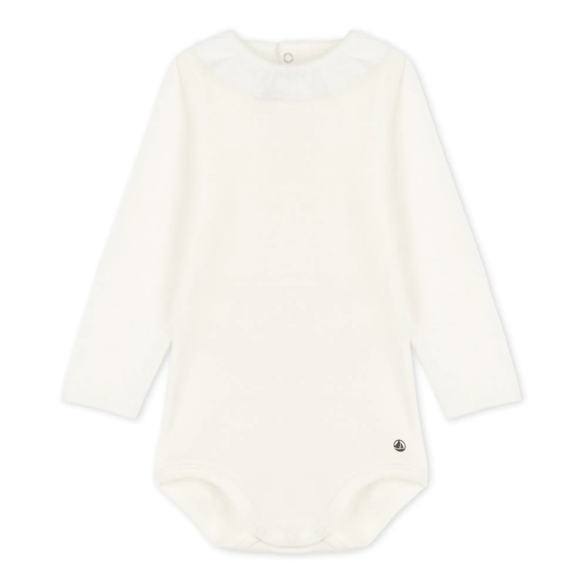 Petit Bateau - Organik Pamuk Peter Pan Yaka Bebek Body | Beyaz