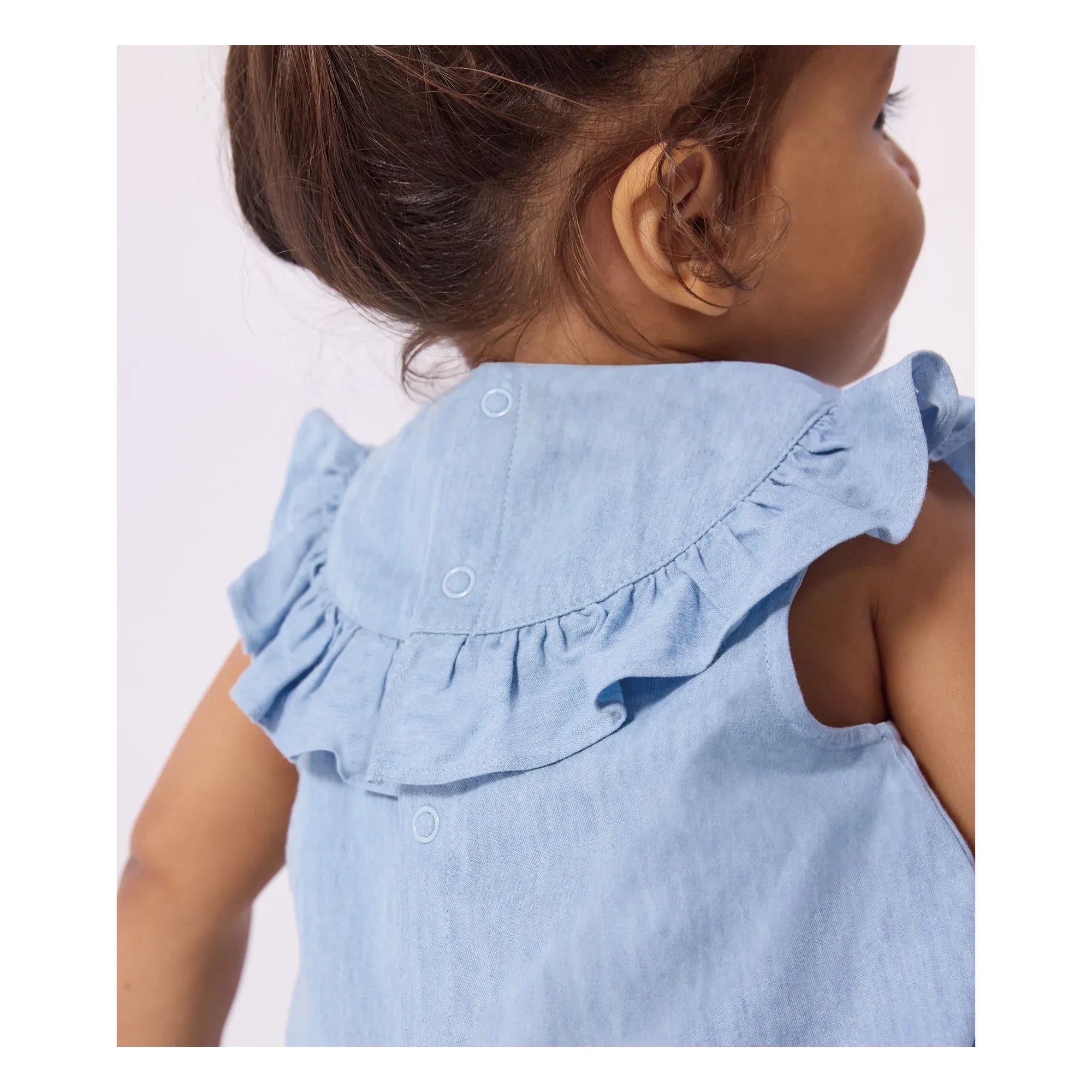 Petit Bateau - Açık Mavi Denim Yaka Chambray